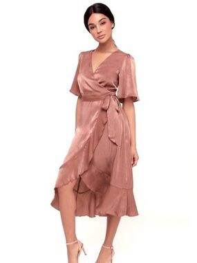 LULUS Pink Midi Dress (XS)